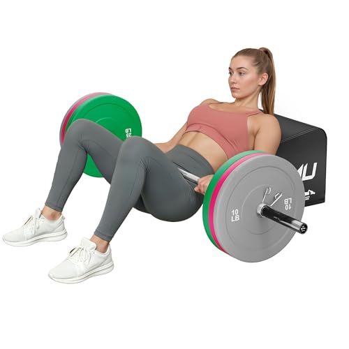 HT01-B Hip Thrust Bench, Hip Thrust Machine for Core&Ab Strength Training, Hip Thrust Booty Workout Box with Non-Slip, Glute Bridge Machine for Home and Gym, Large/Medium Size - color: Medium-BK-100-C