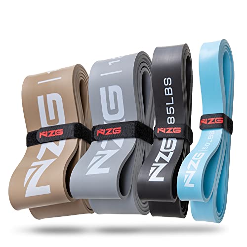 NonZero Gravity 100% Latex-Free Organic Rubber Power Resistance Bands | Compact Durable Hypoallergenic Bands for Strength Training & Workouts | 11 Levels (10 to 140 Lbs) - color: SET7 Mixed 4-Band