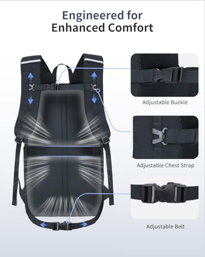 ECOHUB Hiking Backpack 30L Travel Backpack Lightweight Casual Daypack Water Resistant Camping Bag Outdoor Sports Back pack for Men Women - color: Black