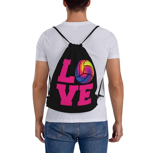 Love Volleyball Unisex Drawstring Backpack Bag Sport Gym Travel Swim Sackpack - color: Love Volleyball7