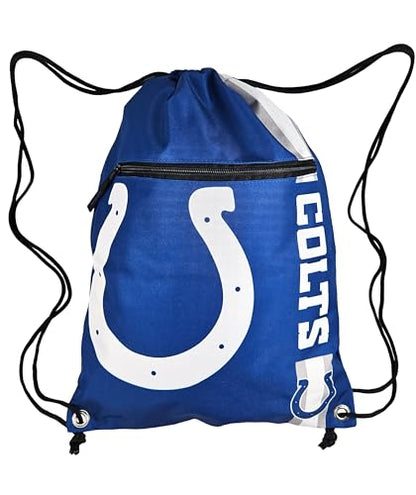 FOCO Indianapolis Colts NFL Drawstring Backpack with Zippered Pocket — Officially Licensed, Cordura Nylon - color: Indianapolis Colts