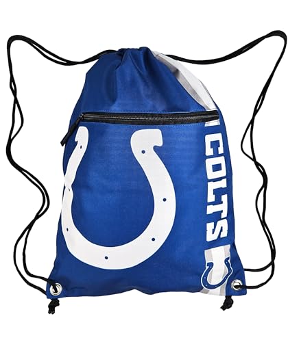 FOCO Indianapolis Colts NFL Drawstring Backpack with Zippered Pocket — Officially Licensed, Cordura Nylon - color: Indianapolis Colts