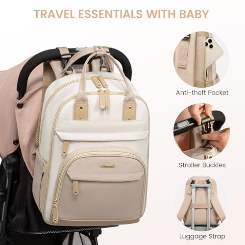 LOVEVOOK Diaper Bag Backpack, Baby Bag with Changing Pad, Large Diaper Backpack Boy Girl, Waterproof Baby Registry Bag for Mom Dad with Stroller Buckles, Beige-khaki - color: Beige-khaki