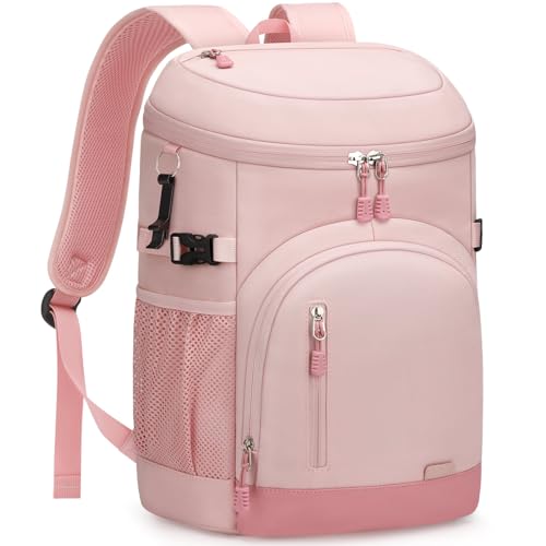 Pritent Cooler Backpack Insulated Waterproof,30/45 Cans Backpack Coolers Leakproof Lunch Backpack for Men Women Portable Soft Cooler Bag for Beach Camping Trave Picnic - color: Pink, size: 30 Cans