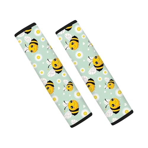 Dreaweet Seat Belt Cover Pad Cute Bee Car Accessories Seatbelt Covers for Women Girly Soft Seatbelt Cushion Shoulder Strap Pad for Bag Backpack - color: Bee