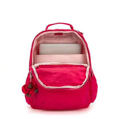 Kipling Seoul Large 15" Laptop Backpack - color: True Pink, size: 12.75''L x 17.25''H x 8''D