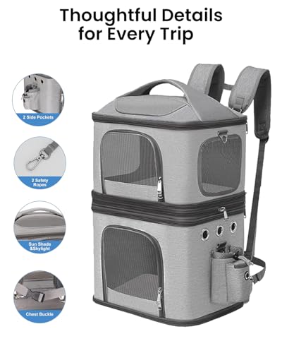 HOVONO Detachable Double Cat Backpack Carrier for 2 Pets