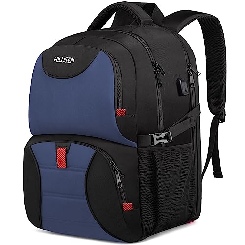 Lunch Backpack for Men, Insulated Cooler Lunch Box Backpack, Extra Large 50L Travel Laptop Backpack for Work with USB Charging Port, Water Resistant 17inch Computer Bag Big, Blue - color: Blue