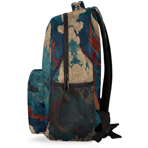 Kids Backpack for Girl Boy Travel Kids Back Pack fit Women Men Animal Dragon Art Lightweight Rucksack Waterproof Casual Daypack School Bookbag Carry On Bag for Work Hiking Camping Gym Travel - color: Animal Dragon Art