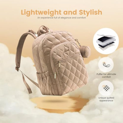 LOVEVOOK Diaper Bag Backpack,Puffer Quilted Baby Diaper Bag with Insulated Pockets,Travel Diaper Backpack for Boys Girls with Changing Pad,Water-Resistant Baby Bag for Mom Dad,Khaki - color: Khaki
