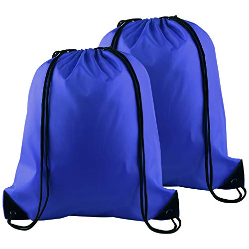 KUUQA 2 Pcs Drawstring Backpack Bags Sports Cinch Sack String Backpack Storage Bags for School Gym Traveling (Blue) - color: Blue
