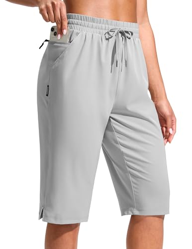 G Gradual Women's 13" Long Hiking Shorts with 3 Pockets - color: Bright Grey, size: 3X-Large