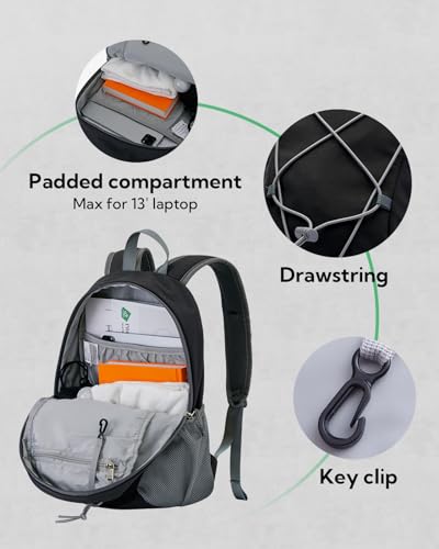 WATERFLY 12L Small Hiking Backpack: Day Pack Lightweight Travel Bag Camping Fitness Cycling Outdoor Sports Daypack For Women Men - color: Grey