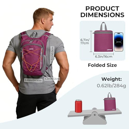 13L Small Hiking Backpack for Women Men, Lightweight Foldable Day pack, Packable Daypack for Travel, Camping (Burgundy) - color: Burgundy