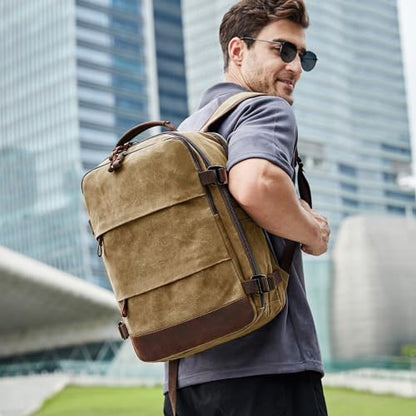 Travel Backpack for Men Carry On Backpack Flight Approved Personal Item Backpack, 17 inch Laptop Backpack Casual Daypack Weekender Business Hiking Backpack, Brown - color: Brown, size: 17 inch