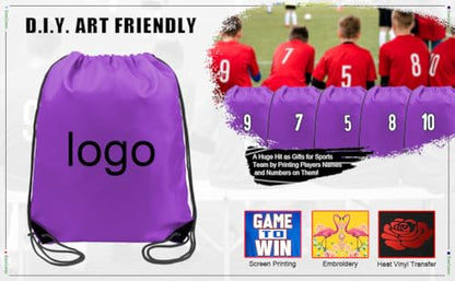 BeeGreen 20 pieces Wholesale Purple Drawstring Backpack Bags Cinch Bags Bulk Heavy Duty String Backpack Machine Washable Halloween Sackpack Outdoor Sport Bags for Women Men - color: Purple