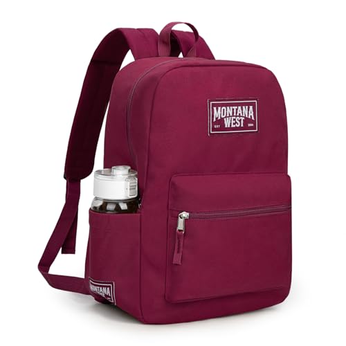Montana West School Backpack for Women Men Lightweight College Bookbag Casual Daypack Backpacks for Commute & Travel - color: *Black & Burgundy