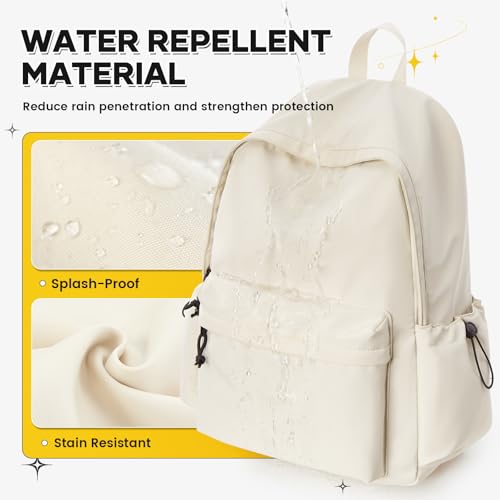 White Large Bookbags For Teen Girls Boys Waterproof College Backpack Middle School bags Lightweight Travel Rucksack Casual Daypack Laptop Backpacks For Men Women - color: Large-beige