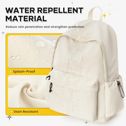 White Large Bookbags For Teen Girls Boys Waterproof College Backpack Middle School bags Lightweight Travel Rucksack Casual Daypack Laptop Backpacks For Men Women - color: Large-beige