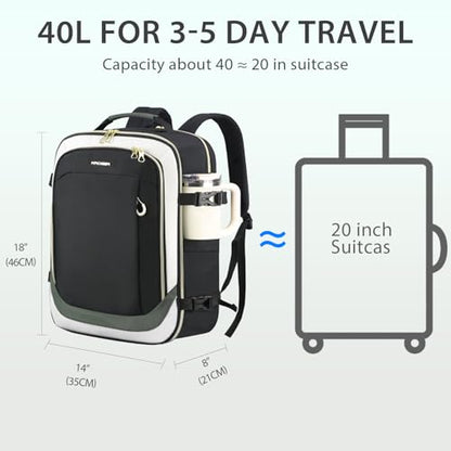 KROSER Laptop Backpack Large Computer Backpack Fits up to 17 Inch Laptop Water-Repellent 40L Travel Backpack Casual Daypack for Business/College/Women/Men-Beige/Black/Army Green - color: Beige/Black/Army Green