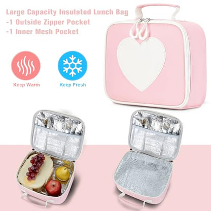 ACESAK Backpack for Girls - Bookbag Backpacks Schoolbag for Girls Kids Teen Women Casual Travel Daypacks - School Bag Elementary Middle School College Cute Backpack with Lunch Box (Pink White) - color: Pink White