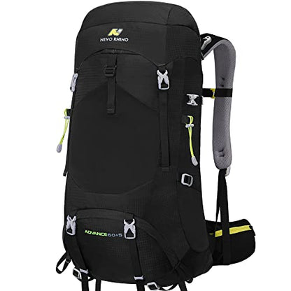 N NEVO RHINO Internal Frame Hiking Backpack 50/60/65/70/80L, Mountain Climbing Camping Backpack Daypack Waterproof Rain Cover | Mountain Climbing - color: 10 Black, size: 60+5L