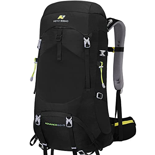 N NEVO RHINO Internal Frame Hiking Backpack 50/60/65/70/80L, Mountain Climbing Camping Backpack Daypack Waterproof Rain Cover | Mountain Climbing - color: 10 Black, size: 60+5L