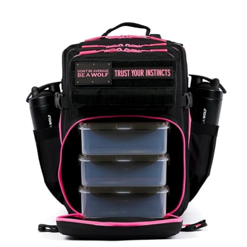 WOLFpak 35L Meal Prep Management Backpack (Black Neon Pink) | Easily Store & Organize Food Storage Containers w/Built-In Lunch Box, Cooler, Travel, Insulated Bag - color: Black Neon Pink