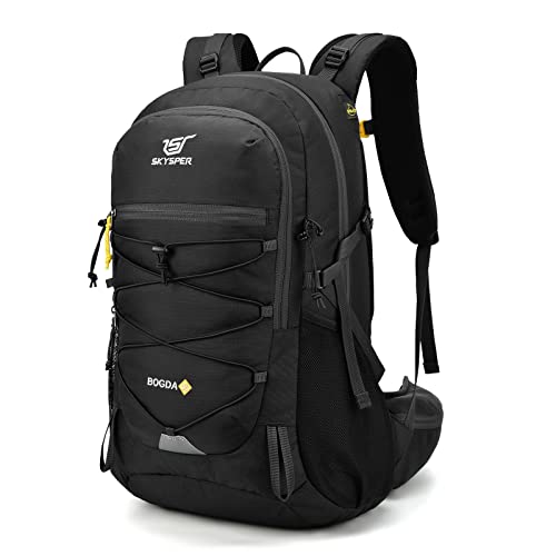 SKYSPER Hiking Backpack for Men Women, 35L Lightweight Travel Daypack, Outdoor Camping Back Pack with Multiple Compartments, Durable for Weekend Getaway - color: Black