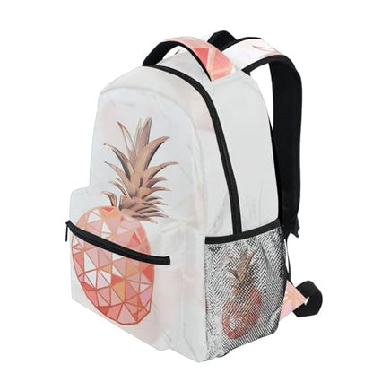 ALAZA Rose Gold Pineapple Pink Marble Backpack Purse for Teen Girls Women Kids Bookbags Laptop School Bag with Multiple Pockets - color: Pineapple
