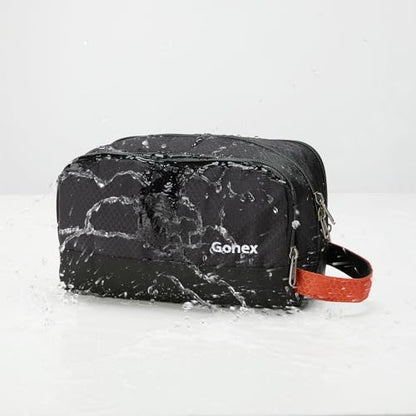 Gonex Travel Toiletry Bag Nylon, Toiletries Kit Shaving Bag Toiletry Organizer Black & Orange - color: Black & Orange