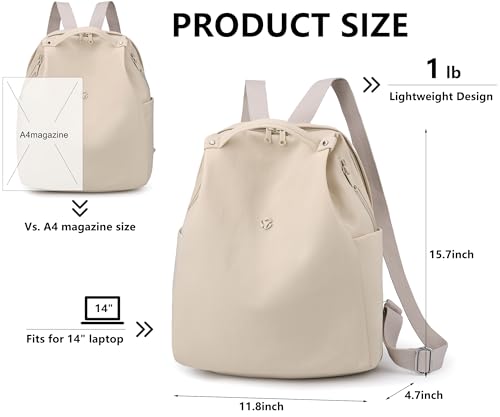 Mini Nylon Women Backpacks,Small Ladies backpacks Casual Lightweight Shopping Travel Daypack (Beige) - color: Beige