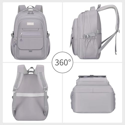 School backpack for Girls, Aesthetic Backpack for Women Men Cute Bookbag Preppy College (Grey) - color: Grey