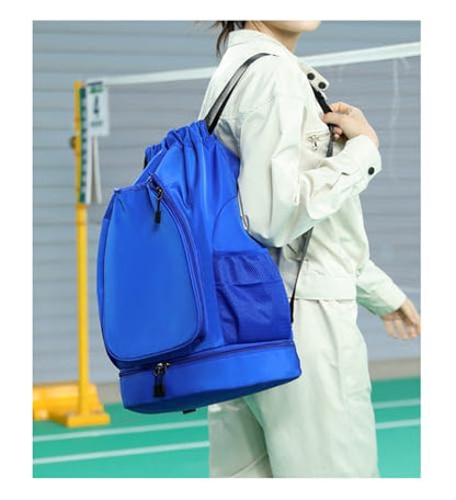 Multifunctional sports bag, backpack, independent shoe compartment, can hold basketball, badminton and tennis(Royal Blue) - color: Royal Blue