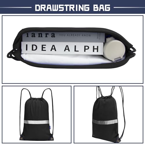 AYKRM Personalized Black Drawstring Backpack Bag work Sackpack logo - color: Black-logo