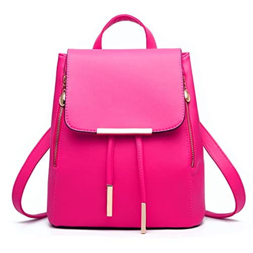 Pahajim Womens Trendy Backpack Purses PU Leather Travel Rucksack for Ladies Cute Daypacks Bags - color: Rose