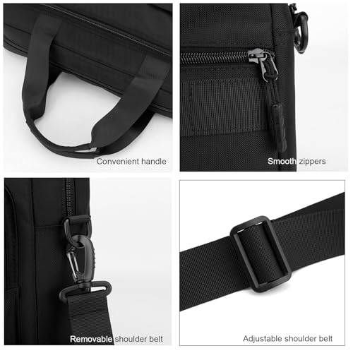 natyrlpog Laptop Bag 14 Inch Briefcase for Men Women Waterproof Nylon Lightweight, Shoulder Messenger Handbag for Business Office Work Travel College Black