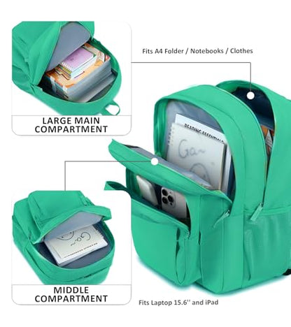 abshoo Classical Basic Womens Travel Backpack For College Men Water Resistant Bookbag (Teal) - color: Teal, size: 16.5 Inc