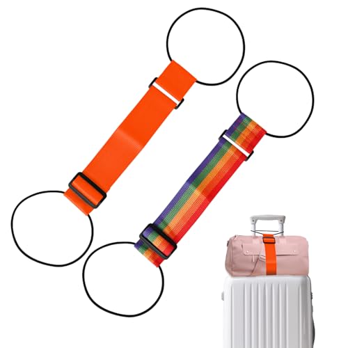 Luggage Connector Straps 2Pcs,2026 New Multi Use Strong Adjustable Bag Luggage Straps,Add a Bag Easy to Travel Suitcase Elastic Strap Belt Luggage Accessories(Orange Iridescent) - color: Orange Iridescent