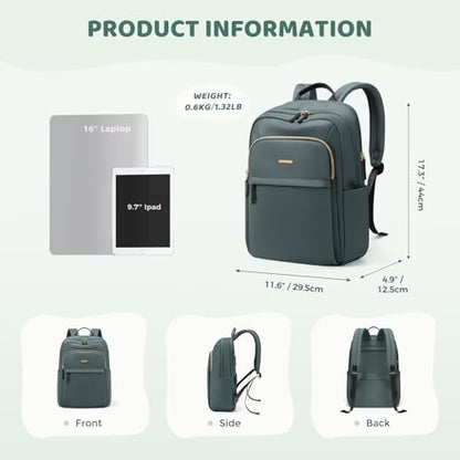 Hiking Travel Backpack for Women Casual Business Weekender Multilayer Laptop Bag,16 Inch,DarkGreen - color: A-darkgreen, size: 16 Inch
