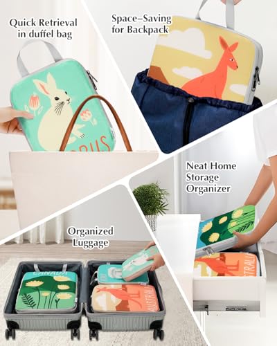 Gonex 6-Piece Compression Packing Cubes with Shoe & Laundry Bags - color: 6-Global Symbols, size: 6 Set
