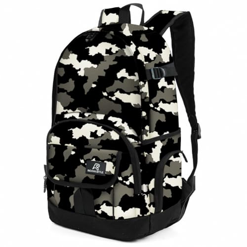 rickyh style School Backpack Travel Bag for Men & Women Lightweight College Back Pack with Laptop Compartmen - color: 04heibai