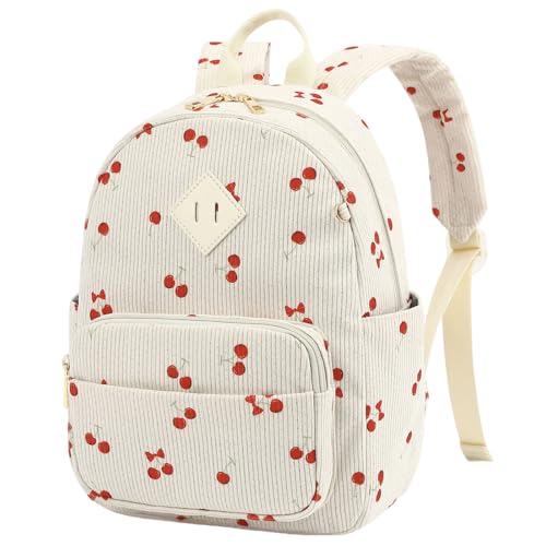 Mini Backpack Purse for Women Girls, Corduroy Cute Small Travel Daypack Stylish & Practical for Casual Daily Use-Cherry Beige - color: Corduroy-cherry Beige
