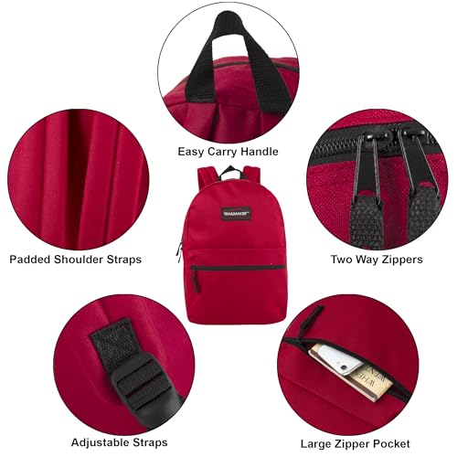 Trail maker Classic 17 inch Backpacks with Adjustable Padded Straps | School Backpacks for Girls, Boys (Red) - color: Red