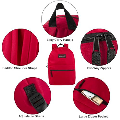 Trail maker 24 Pack- Classic 17 Inch Backpacks in Bulk Wholesale Back Packs for Boys and Girls - color: Red