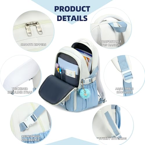Caoroky knight Travel Laptop Backpack for Women Girls Elementary High School Bag College Backpacks Waterproof Daypack Large Bookbags Purse for Teens Students Computer Bags 15.6 Inch-Blue - color: Blue