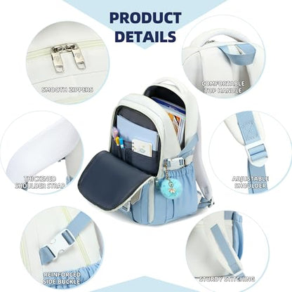 Caoroky knight Travel Laptop Backpack for Women Girls Elementary High School Bag College Backpacks Waterproof Daypack Large Bookbags Purse for Teens Students Computer Bags 15.6 Inch-Blue - color: Blue