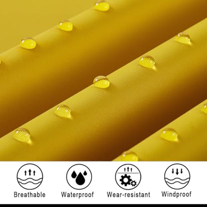 Fashion Hooded Rain Poncho Waterproof Raincoat Jacket with pocket for Women/Men/Adult - color: Dark Yellow
