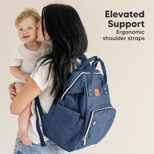 KeaBabies Baby Diaper Bag Backpack - Large Baby Bag for Boys, Girls, Waterproof Multi Function Travel Diaper Backpack with Changing Pad, Durable Travel Essentials for Moms and Dads (Navy Blue) - color: Navy Blue