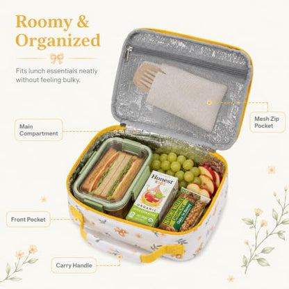 LEDAOU Lunch Box Kids Insulated Lunch Bag Girls Boys Toddler Reusable Lunchbox for School Picnic Hiking (Yellow Flower) - color: Yellow Flower